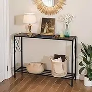 EqiEch Console Table, 2-Tier Sofa Table, Wood Narrow Side Hallway Table, Display Shelves, Narrow Accent Table for Entryway Hallway Living Room(42’’x12’’x30’’)