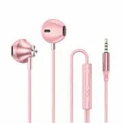 3.5mm/Type C Digital Decoding Earphone Wired in-ear Headphones Gaming Earbuds Metal HiFi Bass Stereo Music Sport Universal Wired Headset with Mic pink