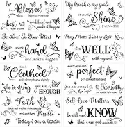 Inspirational Rub on Transfers for Crafts: 8 Pcs Black Butterfly Words Rub on Transfers for Furniture Motivational Transfer Sticker Decals DIY Crafts for Wood Glass Office Home Decor(12 * 6 inches)