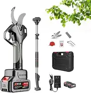 Electric Pruning Shears, 50mm Electric Garden Secateur, Long Pruner Branch Scissors with 2.1m Telescopic Pole, 10-12 Hours Working Hours 2 Battery Powered for Hedge, Bush, Orchard