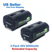 New 6.0Ah Extended Capacity Lithium-Ion Battery For Ryobi 40V OP40601 OP4040 2Pk