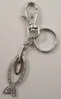 Rhinestone Bling Fish Fisherman Key Chain Purse Fob