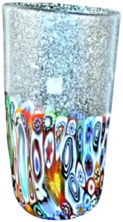 MURANO Art Glass Vase Clear Murrine Silver Dust Bubbles Gambaro & Poggi New