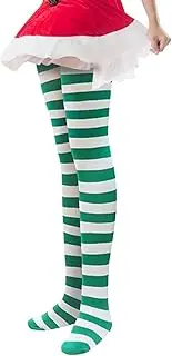 [Generic] Red Tights - Christmas Striped Tights Full Length Tights,Stretchy Halloween Christmas Stockings for Women Girls