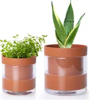 4 Inch 6 Inch Self Watering Planter Pots, Terracotta Clay Pots with Glass Reserv