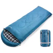 METEOR 220x80cm Blue Rectangular Sleeping Bag with Hood
