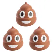 3PK Koolface Koolface Stress Ball Gag Toy Poo Emoji Squeeze Relief Funny 7.5cm