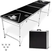 GoPong 8 Foot Portable Beer Pong / Tailgate Tables (Black, Football, American Flag, or Custom Dry Erase)