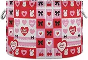 Cute Red Rabbit Hearts Cartoon storage basket collapsable and waterproof baskets for storage containers with sturdy handle organizing square Decorating for house kitchen kid