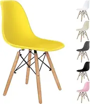 [ALFORDSON] Dining Chairs Set of 4 with Solid Wood Legs, Kitchen Chair EM Series with Floor Protector, Reading Seating for Home Cafe Coffee Table, Max 150kg, Yellow
