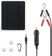 Upgraded Solar Battery Trickle Charger Maintainer 12V Portable Waterproof Solar Panel Trickle Charging Kit Compatible with Car Automotive Motorcycle Boat Marine RV Trailer