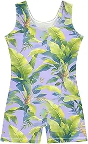 [FRODOTGV] Tropical Bananas Plant Purple Girl Gymnastic Leotards Children Tumbling Outfit for Excise, Tumbling Class, Biketards