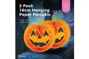 Mirabella 18cm Hanging Paper Pumpkin 2 pack