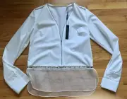 NWT Elie Tahari Jaye V-Neck Blouse White Size S