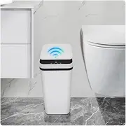 QSFWCSM Bathroom Trash can,Smart Touchless Trash Can,Automatic Motion Sensor Trash Bin with Lid,2.4 Gallon Garbage Can, Kitchen, Bathroom, Office, Bedroom Trash can (White)