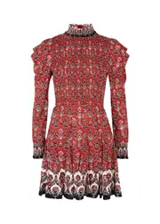Alice + Olivia Elvira Printed Matte Satin Mini Dress - Red - 10 (UK14 / L) 10 (UK14 / L)