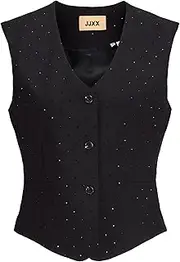 [JJXX] Women's Jxlora Rhinestone Waistcoat TLR Suit Vest, Black/Detail:RHINESTONE, X-Large