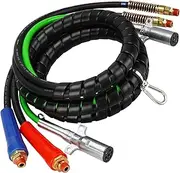 Autsurles 15ft 3 in 1 Trailer Air Line Hose Wrap Assembly with 7 Way Electrical Cable ABS & Power Air Line for Semi Truck Trailer Tractor