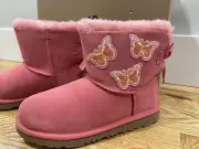 UGG Australia Boots Kids 4 NEW Mini Bailey Bow II Butterfly TEAR Pink NEW