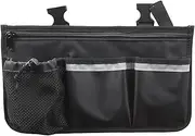 Foldable Walker Storage Bag with Big Capacity, Wheelchair Side Bag with Cup Holder, Black Armrest Pouch Accessory for Folder Walker, Rollator, Electric Scooter Wheelchairs