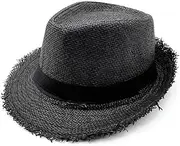 [SLEDEZ] Men's Summer Straw Hat Men's Outdoor Outing Jazz Hat Vintage Fur-Rimmed Straw Hat