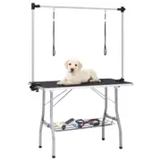 Adjustable Dog Grooming Table with 2 Loops and Basket vidaXL