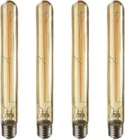 WULUN 4 Model T30 LED Vintage Filament Light Bulb, Tube Lamp with E27 Socket, 4 W Replaces 40 W Incandescent Bulbs, Amber Glass, 2700 K Warm White, AC 220-240 V, Not Dimmable