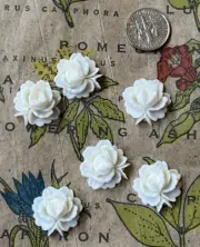 White rose Celluloid Japan 1950's 20mm Vintage Authentic