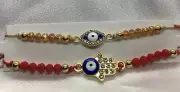 2 PC Evil Eye Bracelets Set Jewelry Unisex Bead Charm String Knot Bracelet 1749