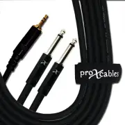 ProX XC-MYP03 3 Ft. Unbalanced 3.5mm. Mini-TRS to Dual TS-M Audio Y Cable