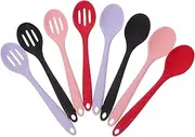 MAGICLULU 1 Set Silicone Mixing Spoons: Heat Resistant Nonstick Cooking Spatula for Stirring Small Serving Scoop for Kitchen Baking Scooping Bubble Tea Filtering Tools