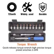 Professional 5-25N.m Micrometer Torque Wrench Set 1/4'' Drive Spanner Hand Tool