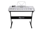 Karrera 61 Keys Electronic Keyboard Teaching Piano with Electric Stand in Silver CHJ-61