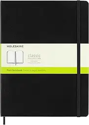Moleskine Classic Hard Cover Notebook - Plain - Extra Large - Black, (QP092)