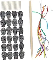Day Dead Scratch Paper Set 24 Scratch Cards with Pens Ribbons for Boys and Girls Halloween Parties