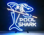 Pool Shark Billiards Game Neon Sign 17"x14" Lamp Light Show Gift Room Display EM