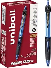 uni-ball Power Tank Retractable Ballpoint Pens Medium Point, 1.0mm, Blue, 12 Pack