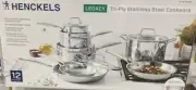 Henckels Tri-Ply Clad Stainless Steel 12-piece Cookware Set, NEW