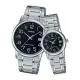 CASIO 卡西歐 指針對錶 不鏽鋼錶帶 黑 防水 日期顯示 MTP-V002D-1B+LTP-V002D-1B