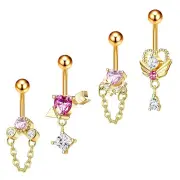 Fashion Zircon Heart Belly Button Ring Piercing Fake Body Jewelry For WomYY
