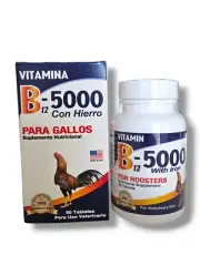 VITAMIN B12-5000 WITH IRON 60 TABS FOR ROOSTER | VITAMINA PARA GALLOS, POLLOS