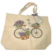 Canvas Tote Bag Bella Cose Large Purse Double Handle Bicycle Dog Basket Lavender