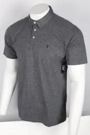 Volcom Men's Wrecker Mt Polo Modern Fit Short Sleeve Shirt Black Heather