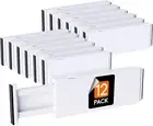 Lifewit 12 Pack Drawer Dividers Plastic 4" High, 11-17" Adjustable White