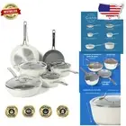 10-Piece Induction Compatible Nonstick Cookware Set - PFA Free, Linen White