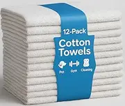 JMR 12 Pack Cotton Bath Towels 22x44-Hotel Multi-Purpose for Commercial and Home Use-Soft, Lightweight, Super Absorbent, Quick Drying Pool, Gym, or Spa (White, 22x44-12 pcs)