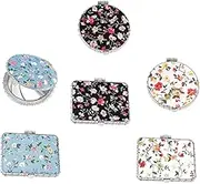 Healeved 6PCS Retro Pattern Portable Double Sided Makeup Mirror Compact Mini Vanity Mirrors for Travel Lightweight Design for Handbag Pocket Use Reflection