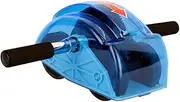 Ab Roller Wheel Four Wheeled Abdominal Exercise Equipment for Core Strength Lightweight Design with Non Slip Handles for Home Workouts Blue