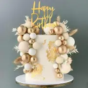 Khaki Balls Cake Topper Boho Grass Cake topper Khaki White Gold Pearl Balls
