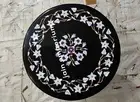2' black Marble Table Top dining coffee side inlay Pietra Dura antique Decor s71